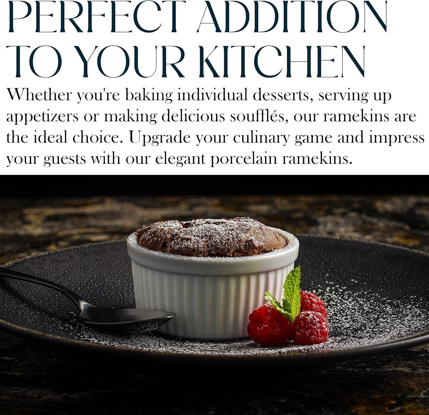 Bellemain Creme Brulee 4 oz Ramekins | Mini Casserole Dish Set, Charcuterie Bowls, Pot Pie Baking Dishes, Soy Sauce Bowls | Fluted Porcelain Bowls, Ramekins Oven Safe to 500F, Set of 6 (White)