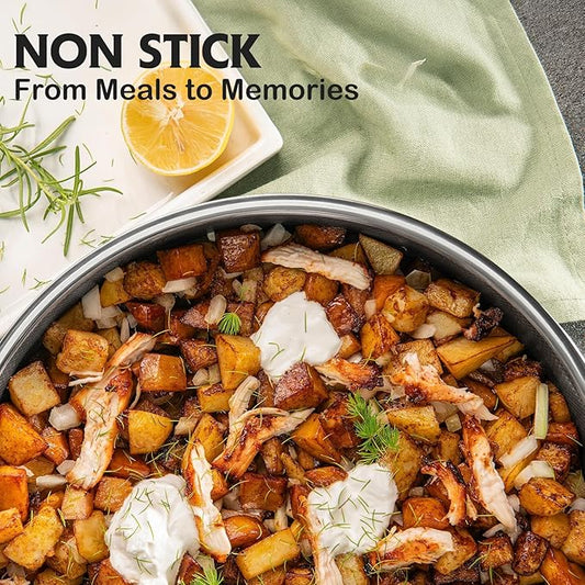 Saute Pan,Hybrid Non Stick 5 Quart Everyday pan,Chicken Fryer, PFOA Free Cookware,12 inch Deep Frying Pans with Lid,Dishwasher and Oven Safe,Works on Induction,Ceramic and Gas Cooktops