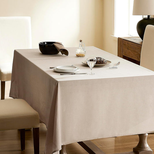 Beige Linen Table Cloths for Rectangle Tables Farmhouse Rustic Modern Neutral Fabric Oblong Tablecloth Rectangular Kitchen Dining Washable Water Resistant 6-8 Seats 60x84 Inch