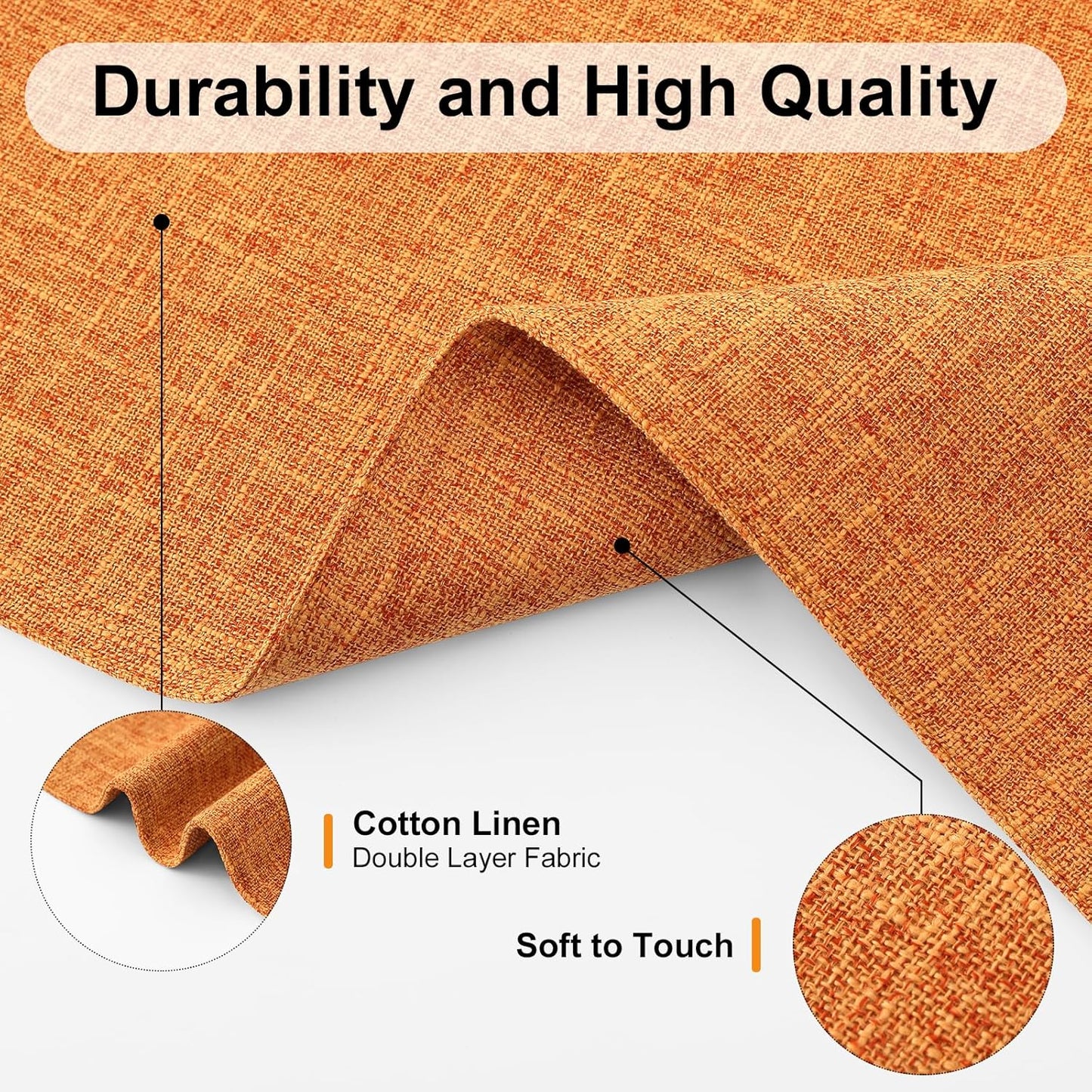 Homaxy Cloths Placemats for Dining Table Set of 8, Heat Resistant Washable Cotton Linen Blend Table Mats, Ideal for Kitchen Party Dining Decoration, 13" x 19", Orange