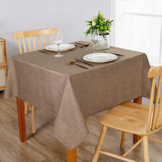 Hiasan Faux Linen Square Tablecloth - Wrinkle and Stain Resistant Washable Table Cloth for Kitchen Dining Room Holiday Table Cover for Party Dinner, Khaki, 70 x 70 Inch