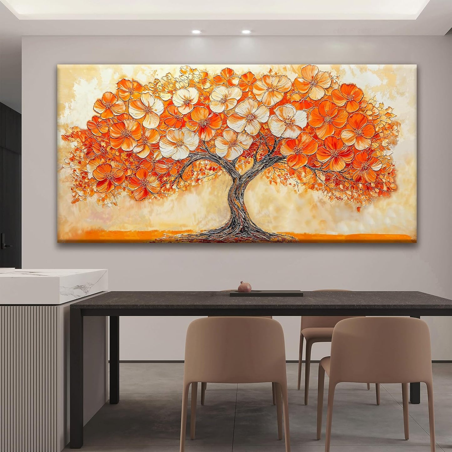 Suconvng Canvas Art Wall Decor Orange Tree Large Wall Art For Living Room Picture Modern Landscape Abstract Artwork Painting Home Wall Decor Bedroom Home Office Prints Artwork 29" X 58"