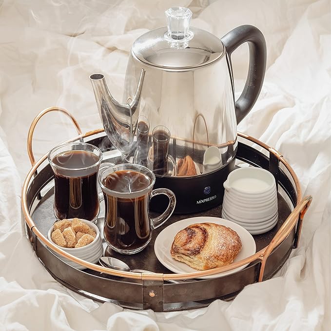 Mixpresso Small Percolator Coffee Pot Electric 4 Cup, Stainless Steel Coffee Maker, Coffee Percolator Electric With Keep Warm Function, 4 Cups Stainless Steel Perculator With Basket