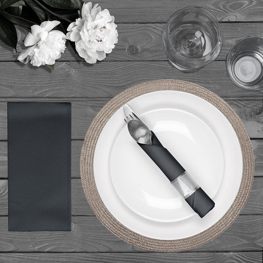American Homestead Paper Napkins – Disposable Linen-Like Dinner Napkins for Weddings, Parties & Restaurants – 15.75" x 15.75" Black, 100 Count Bulk Pack