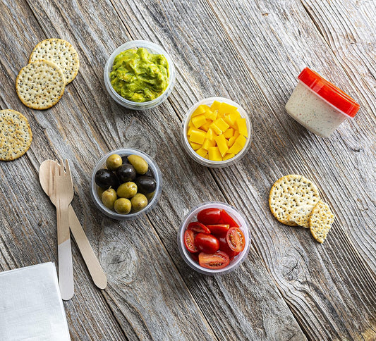 (4 Ounce 10 Pack) Twist cap Containers Clear Bottom With Red Top Screw on Lids Twist Top Food Storage Freezer Reusable Containers