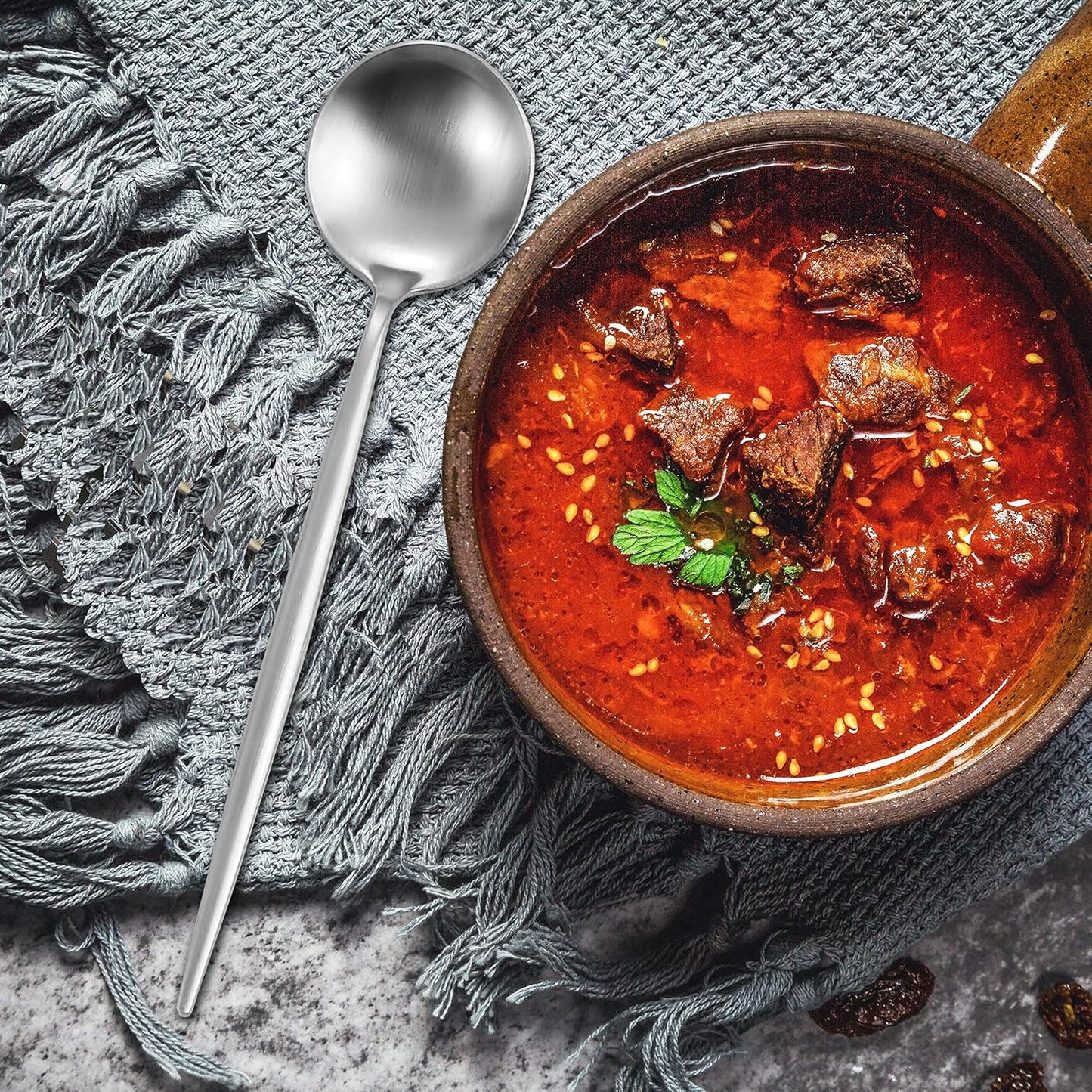 Matte Silver Silverware Set, Stainless Steel Satin Finish, Flatware Cutlery Set for 4, 20-Piece Spoons and Forks Kitchen Utensil Set, Dishwasher Safe (Matte Silver, 20 P)