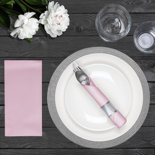 AMERICAN HOMESTEAD Paper Napkins - Pink Disposable Linen-Like Dinner Napkins - Restaurant-Quality Table Serviettes for Weddings, Parties, and Events - 15.75" x 15.75" - 50 Count