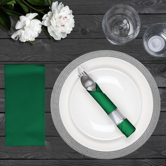 American Homestead Paper Napkins – Disposable Linen-Like Dinner Napkins for Weddings, Parties & Restaurants – 15.75" x 15.75" Green, 100 Count Bulk Pack