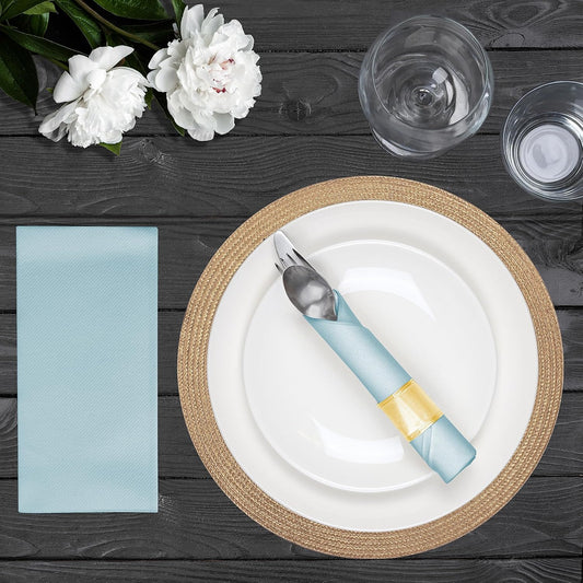 AMERICAN HOMESTEAD Paper Napkins - Light Blue Disposable Linen-Like Dinner Napkins - Restaurant-Quality Table Serviettes for Weddings, Parties, and Events - 15.75" x 15.75" - 50 Count