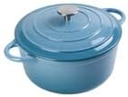 Cast Iron Dutch Oven Pot with Lid – Deep Cooking Pot for Bread, Stews, Casseroles – Oven Safe Cookware, Kitchen Essential & Wedding Gift – Compatible with All Heat Sources (Blue)