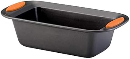 Rachael Ray Yum-o! Bakeware Oven Lovin' Nonstick Loaf Pan, 9-Inch by 5-Inch Steel Pan, Gray with Orange Handles (Pack of 6)