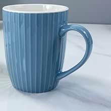 11 Ounce Porcelain Mugs, Set of 6 Coffee Mugs for Tea, Milk, Hot Cocoa, 2 White, 2 Skyblue, 2 Seablue