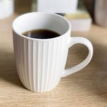 11 Ounce Porcelain Mugs, Set of 6 Coffee Mugs for Tea, Milk, Hot Cocoa, 2 White, 2 Skyblue, 2 Seablue