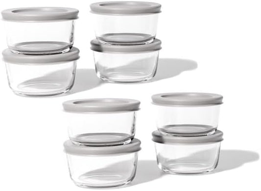 DURA LIVING 16-Piece Glass Food Storage Containers Set (8 Containers + 8 BPA-Free Lids) | 7-Ounce, Leakproof | Microwave, Freezer, Oven & Dishwasher Safe | Ideal for Meal Prep & Pantry Organization