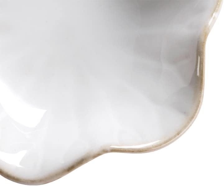 Lotus Leaf Shape Ring Holder Dish, Small Key Bowl, Ceramic Trinket Tray Jewelry Dish Organizing Necklace Earrings for Mom Friend Sister, White. All Jewelries Are NOT Included.