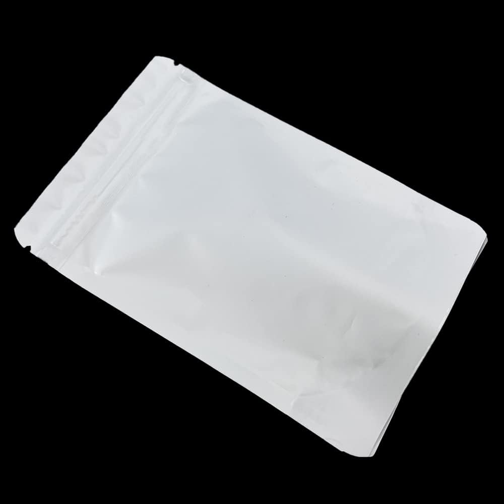 PABCK 50 Pieces 4.3x6.3 inch(Inside Size 3.5x3.9 inch) Stand-Up Resealable Heat Seal Bags 3.55mil Thick Frosted White Foil Sealed Bags for Zip Packaging Lock Food Storage Pouch