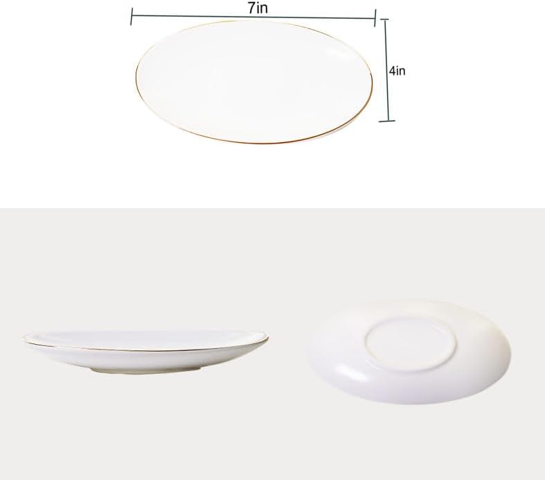 HANKOR Ceramic Key Bowl for Entryway Table, 7 x 4 Key Dish Tray Catch All Bowl, Small Decorative Bowl for Key Jewelry Ring, White