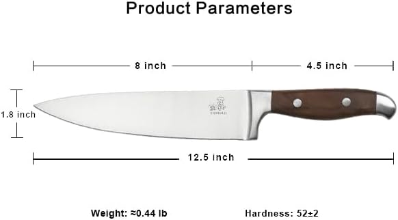 Chef Knife 8 Inch, Japanese Professional Chef knife High Carbon Stainless Steel, Razor Sharp Chefs Kitchen Knife, Vegetable Chopping Knife for Cooking With Full-tang Handle, Walnut