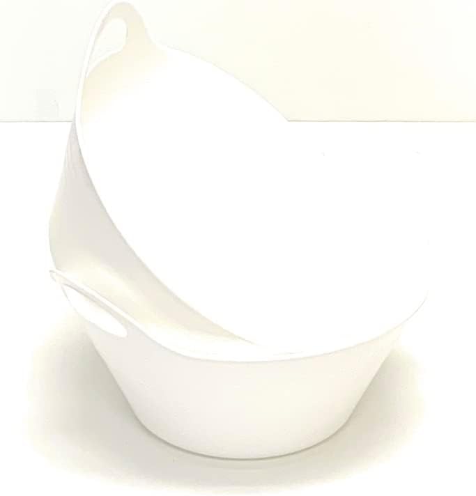 Mintra Home Plastic Bowls with Handles (1.8L Medium 2pk, White)