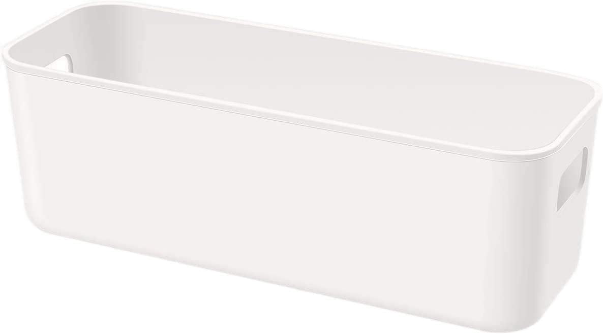 Set Of 4 Plastic Storage Bins,Versatile Kitchen Pantry Organization and Storage,for Plastic Storage Container Under Bed,Under Sink Bathroom Organizer (White, 4 Pack Narrow)