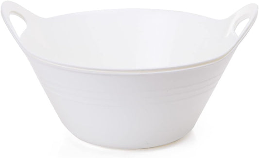 Mintra Home Plastic Bowls with Handles (4.5L Large, 2 Pack, White) – 11.25”W x 5”H (6.75”H with Handles)