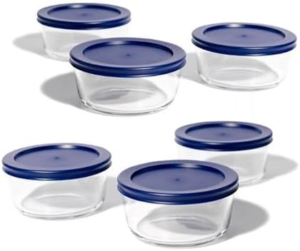 DURA LIVING 12-Piece Glass Food Storage Containers Set (6 Containers + 6 BPA-Free Lids) | 2-Cup, Leakproof | Microwave, Freezer, Oven & Dishwasher Safe | Ideal for Meal Prep & Pantry Organization