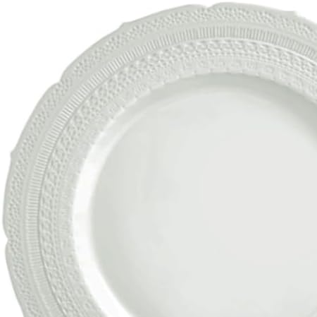 " OCCASIONS " 240 Plates Pack,(120 Guests) Extra Heavyweight Vintage Wedding Disposable/Reusable Plastic Plates 120x11'' Dinner + 120x8.25'' Salad/Dessert Plate (Chateau Light Gray)