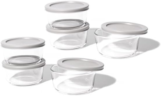 DURA LIVING 12-Piece Glass Food Storage Containers Set (6 Containers + 6 BPA-Free Lids) | 2-Cup, Leakproof | Microwave, Freezer, Oven & Dishwasher Safe | Ideal for Meal Prep & Pantry Organization