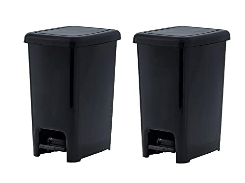 Superio Slim Trash Can with Foot Pedal – 10.5 Gallon Step-On Trash Can with Lid, Large Plastic Garbage Can, Trashcan for Bathroom, Kitchen, Office, Bedroom, Dorm Room, Patio, – Black, 2
