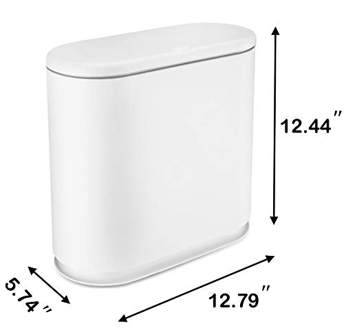Sooyee 10 Liter Rectangular Plastic Trash Can Wastebasket with Press Type Lid,2.4 Gallon Garbage Container Bin for Bathroom,Powder Room,Bedroom,Kitchen,Craft Room,Office (Cream White)