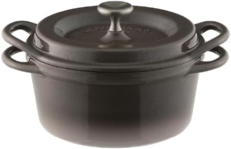 Vermicular Oven Pot | Non-Toxic Enameled Cast Iron Pot | 14cm (0.9 Qt) | Oven-safe | Induction-compatible | Dutch Oven | Made in Japan | Serves 1 | Pearl Brown