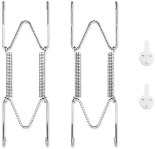 2 Pack Plate Hangers for The Wall, Suitable for 6-8 inch Art Plate, Stainless Steel Invisible Heavy Duty Wire Plate Holder with Wall Hooks, Plate Hangers for Displaying Plates, Platter, Dish, Silver