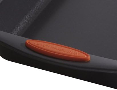 Rachael Ray Yum-o! Bakeware Oven Lovin' Nonstick Loaf Pan, 9-Inch by 5-Inch Steel Pan, Gray with Orange Handles