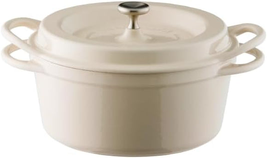 Vermicular Oven Pot | Non-Toxic Enameled Cast Iron Pot | 18cm (1.8 Qt) | Oven-safe | Induction-compatible | Dutch Oven | Made in Japan | Serves 1-2 | Natural Beige
