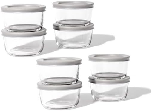 DURA LIVING 16-Piece Glass Food Storage Containers Set (8 Containers + 8 BPA-Free Lids) | 1-Cup, Leakproof | Microwave, Freezer, Oven & Dishwasher Safe | Ideal for Meal Prep & Pantry Organization