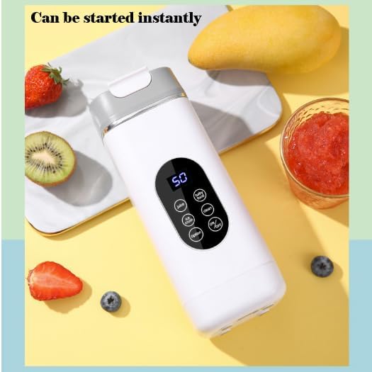 Hualisen Portable Blender for Smoothies Juice,420ML Insulated Juicer with Storage Pouch, 12 Blades Juice Cup USB-C Rechargeable,Cordless Personal Blender for Shakes and Smoothies (ZJ/White)