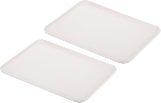 PATIKIL 15x11 Fast Food Tray, 2 Pack PP Plastic Reusable Multi-Purpose Non-Slip Rectangle Serving Tray for Cafeteria Restaurant Home Kitchen, White