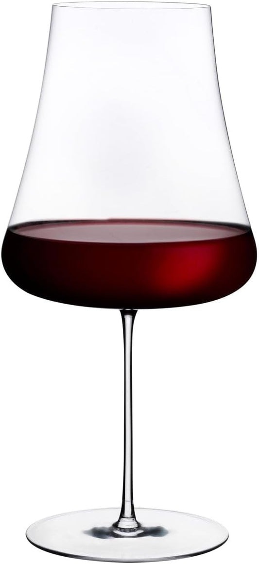 NUDE Red Wine Glass, Stem Zero Volcano – Crystal Large Long Stem Wine Glass for Medium to Full Bodied Red Wines, Tapered Bowl, Lead-Free, Dishwasher Safe, 33 3/4 oz