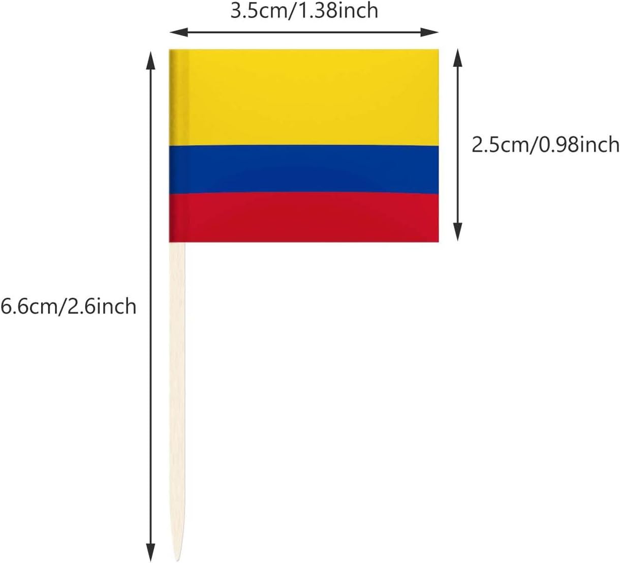 100 Pack Colombia Flag Colombian Toothpick Flags, Cocktail Picks Mini Stick Cupcake Toppers Country Picks Party Decoration Celebration Cocktail Food Bar Cake Flags (Colombia)