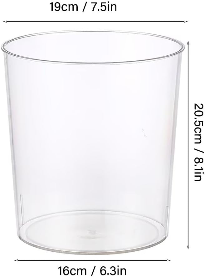 Bathroom Trash Can 7.5 x 6.3 x 8.1 Inch Small Trash Can Plastic Wastebasket Large Capacity Clear Round Garbage Can for Bathroom Bedroom Office Kitchen Dorm Room (M)