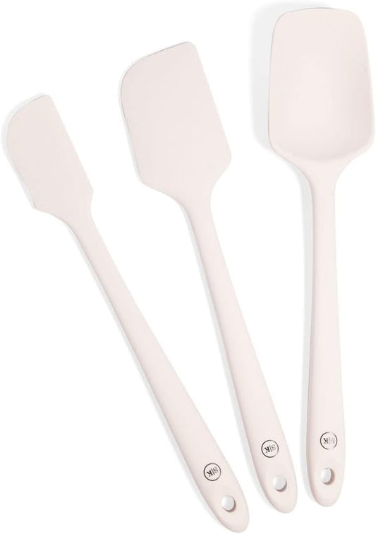 The Silicone Kitchen Improved Spatula, Skinny Spatula, Spoonula in Designer White, Silicone Spatula Set 3 Piece, Off-White
