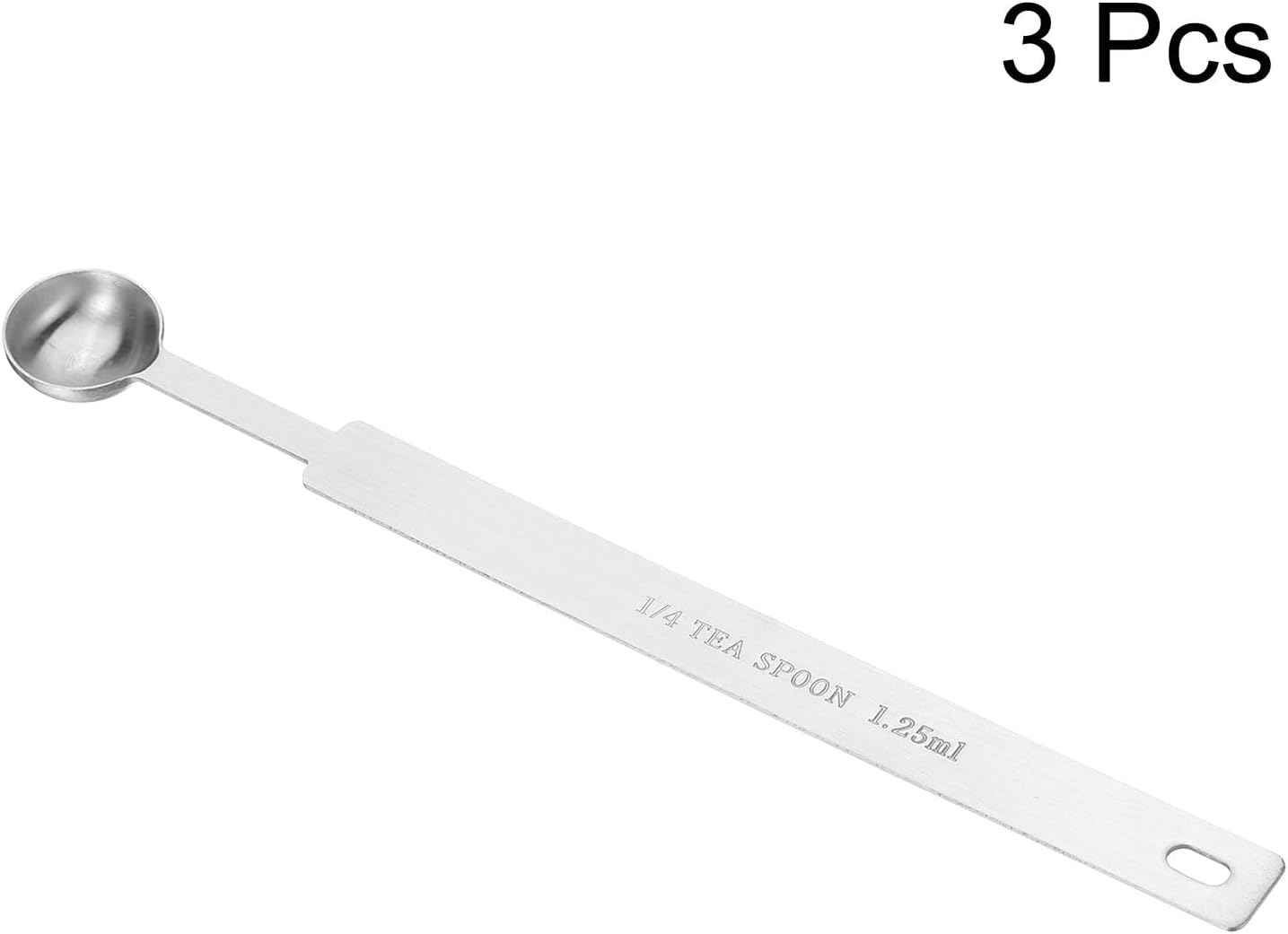 HARFINGTON 3pcs Single Measuring Spoon 1/4tsp (1.25ml) Teaspoon/Tablespoon 430 Stainless Steel Single Tiny Square Bowl Measuring Spoon Long Handle Measure Scoop