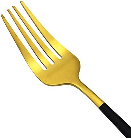 40-Pieces Silverware Set, Flatware Sets Satin Finish, 304 Stainless Steel Utensils Dishwasher Safe Service for 8, Include Dinner Knife/Fork/Spoon Dinnerware Sets (Matte Black Gold)