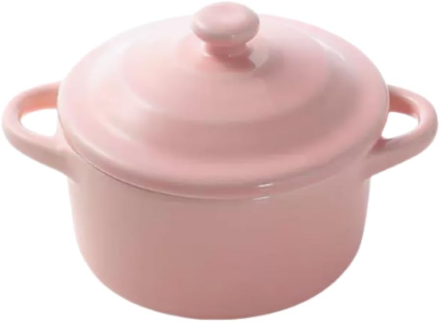 7 OZ Mini Ceramic Candy Bowl Small Candy Dish with Lid Cute Ceramic Bowl for Baking,Dessert,Snack,Fruit,Yogurt,Ice Cream,Cereal,Dipping,Side Dishes,Microwave Freezer Safe(pink)