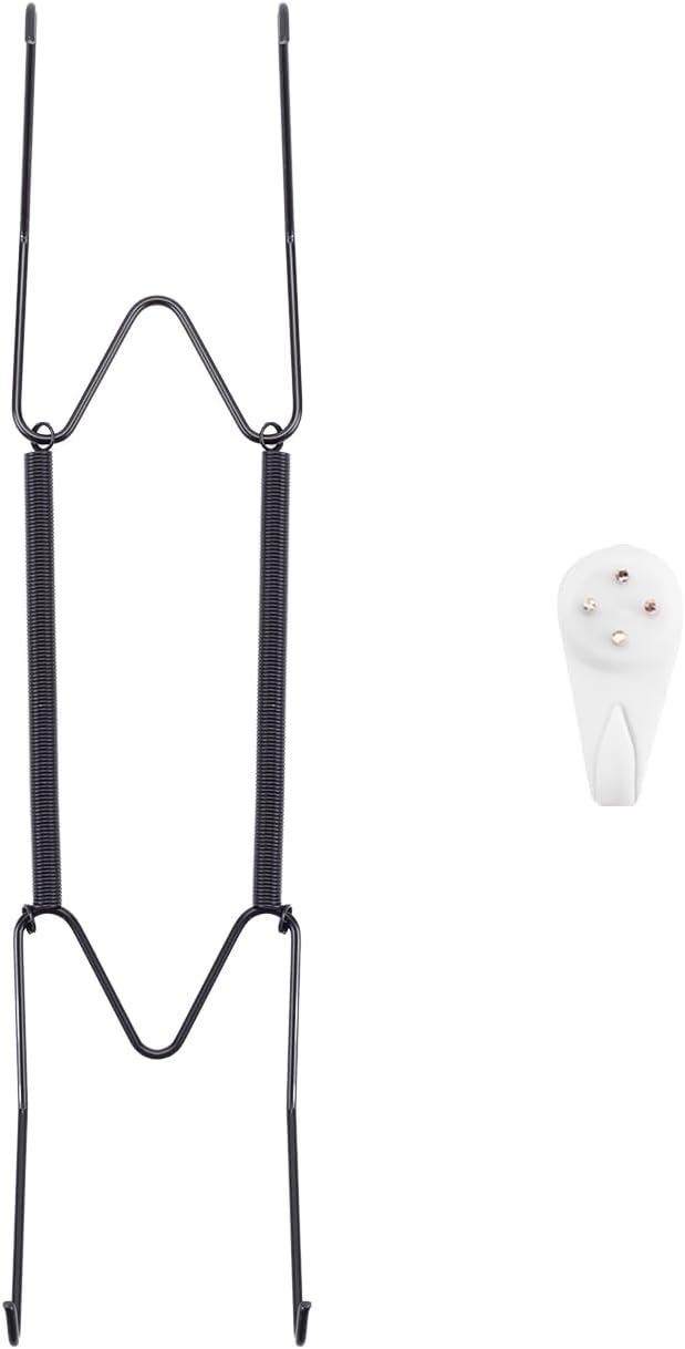 Plate Hangers for The Wall, Suitable for 9-11 inch Decorative Plate, Stainless Steel Wire Plate Holder with Wall Hooks and Rubber tip Protectors, Plate Hangers for Displaying Plates, Platter, Black