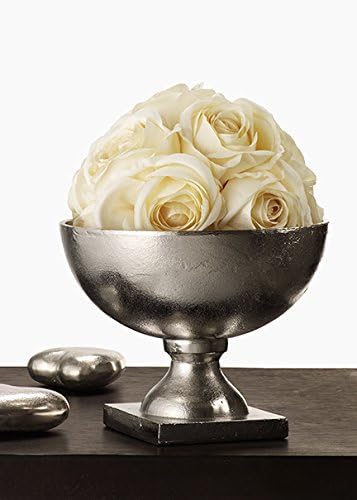 Serene Spaces Living Antique Aluminum Pedestal Bowl, Vintage Wedding Centerpiece, Fruit, Treats Holder, Flower Vase for Dining Table, Entryway, Console Table, Holiday Decor, 8" Diameter & 6.5" Tall