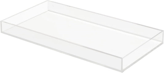 ROYALITA Acrylic Tray Bathroom Tray for Countertop, Guest Towel Holder Tray for Napkin Perfume Jewelry Makeup, Vanity Trays for Soap Dispenser, Aromatherapy, Cup & Candle, Clear