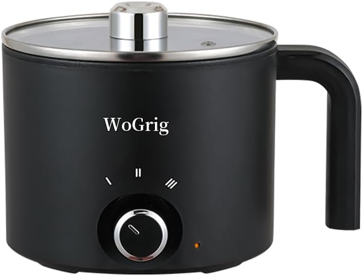 1.8L Electric Hot Pot，Ramen Cooker, Dual power supply Mini Portable Multi-Functional Lazy Pot for Pasta, Noodles, Egg, Soup,Rice，Non-Stick Noodle Cooker with Boil Dry Protection for Dorm, Office