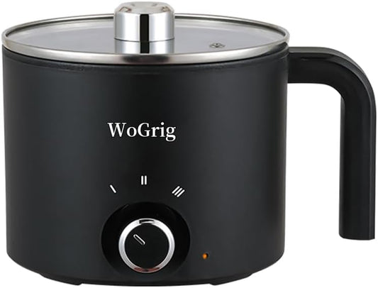 1.8L Electric Hot Pot，Ramen Cooker, Dual power supply Mini Portable Multi-Functional Lazy Pot for Pasta, Noodles, Egg, Soup,Rice，Non-Stick Noodle Cooker with Boil Dry Protection for Dorm, Office