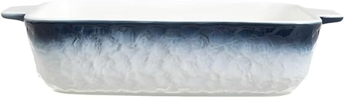 Lavandi Ceramic Bakeware Set, Rectangular and Wide Baking Pans, Oven/Microwave/Dishwasher Safe (Grayish blue, 8 inches)